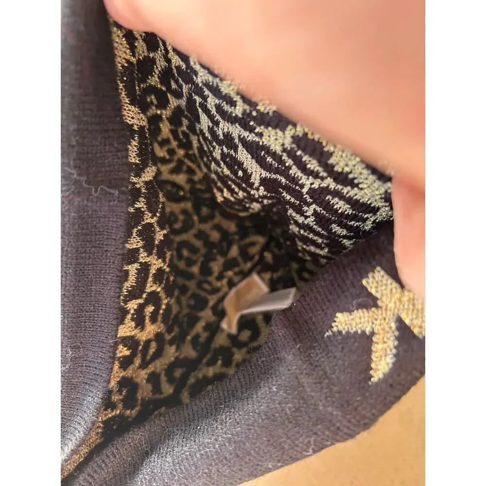 Michael Kors‎ Metallic Leporad Beanie in Black and Gold